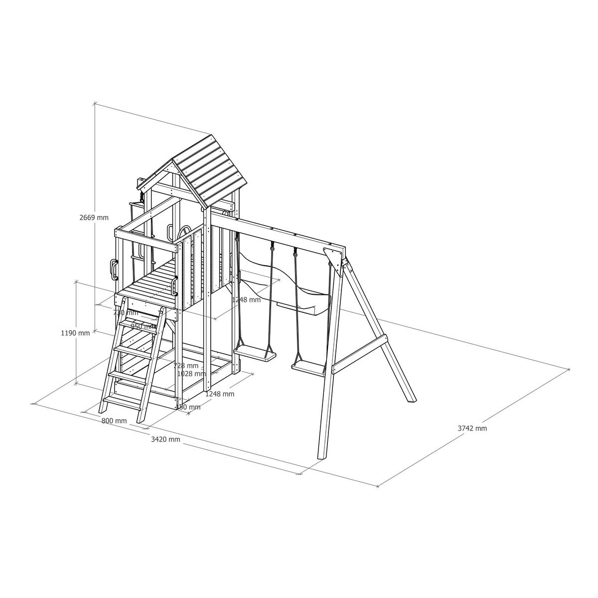 Spielturm A030.500.00 - Blau, KONVENTIONELL, Holz/Kunststoff (342/267/375cm) - Ambia Garden