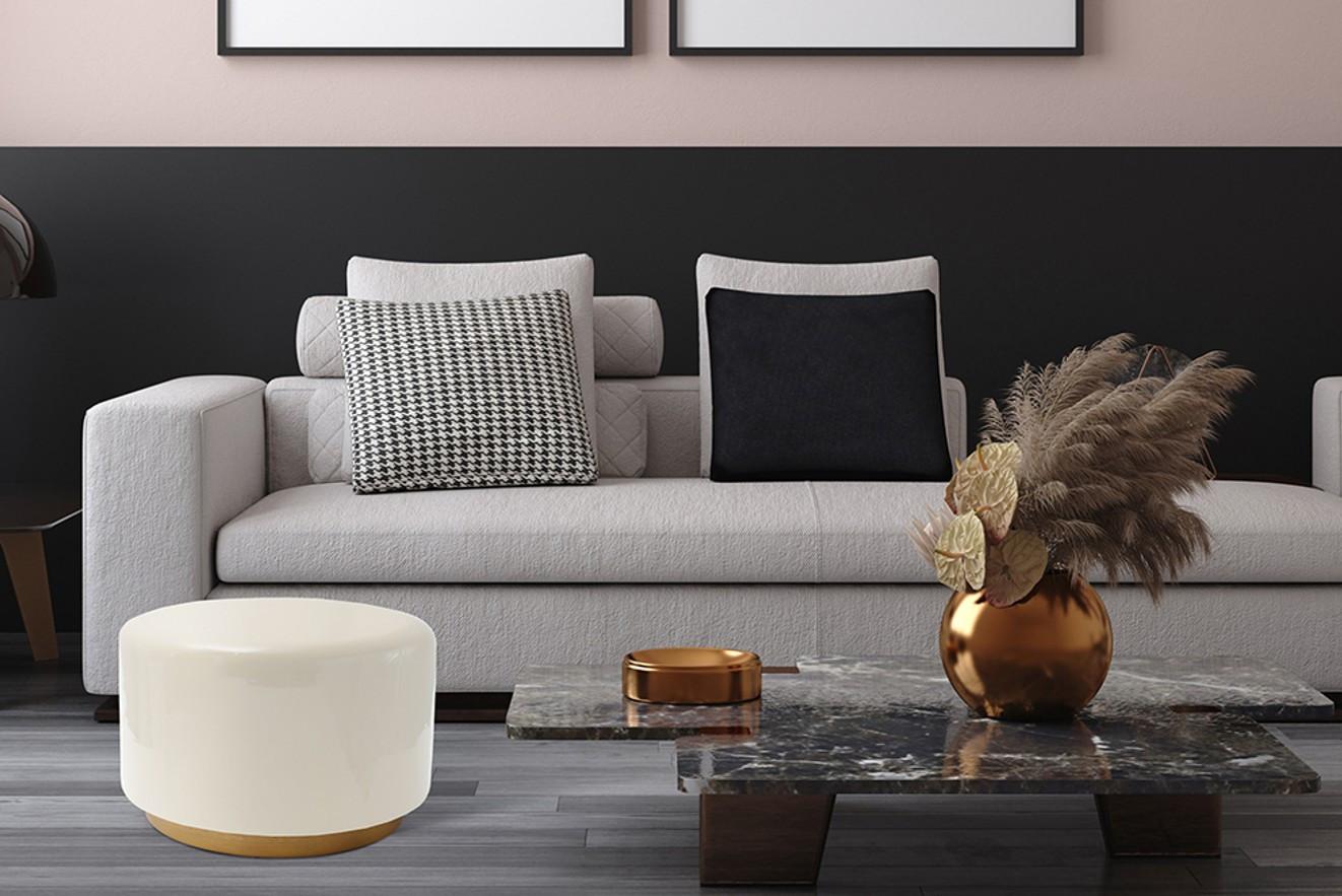 Beistelltisch Deco Goldfarben, Beige L: 51,5 Cm - Beige/Goldfarben, Design, Metall (51,5/43/51,5cm) - Kayoom