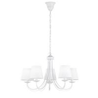Hängeleuchte Cortez H: 150 cm 5-Flammig, Kronleuchter Weiß - Weiß, Natur, Textil/Metall (70/150cm) - Trio Leuchten