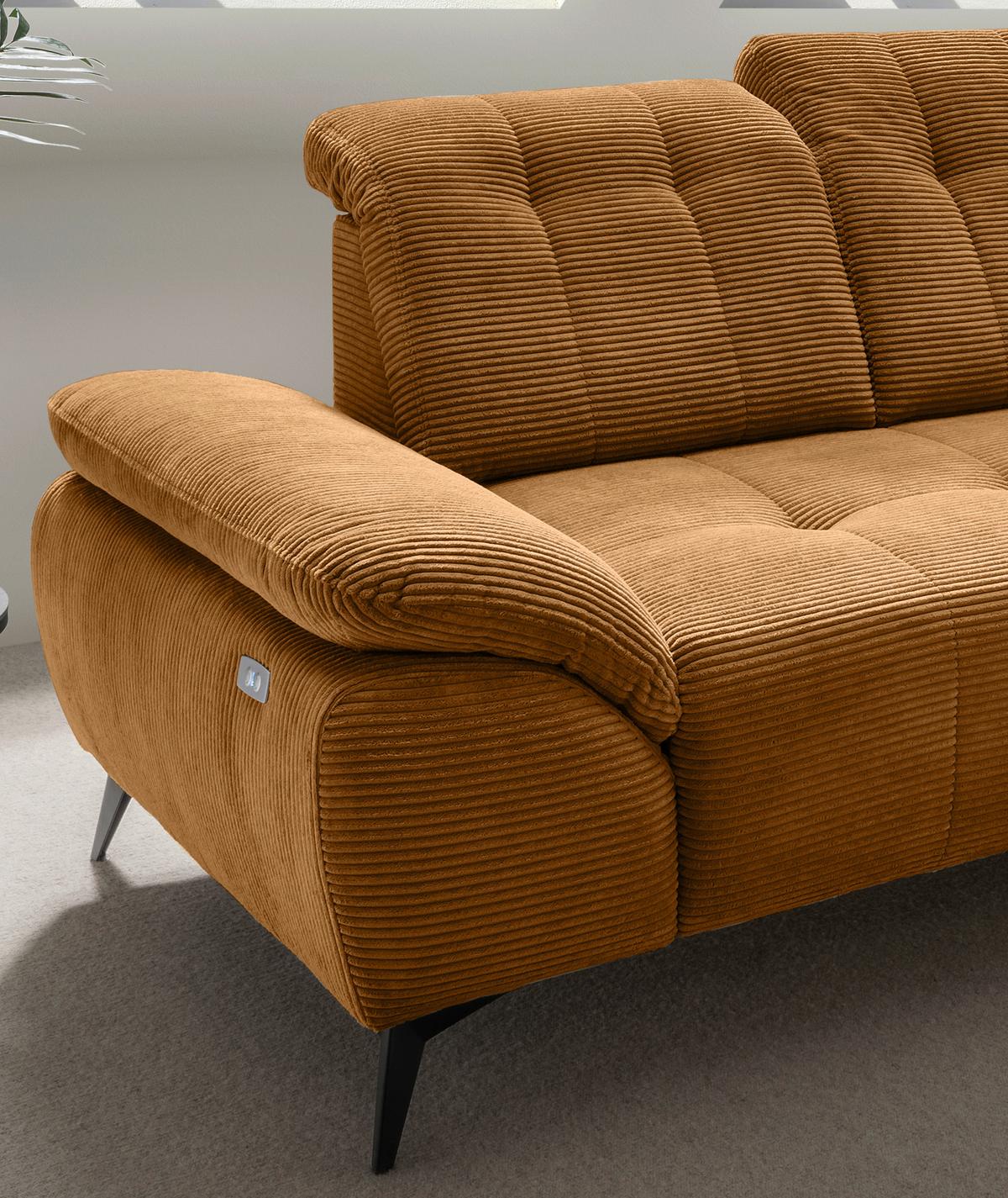 Ecksofa Fiore Goldfarben S: 272x200 cm - Goldfarben/Schwarz, MODERN, Textil (272/200cm) - Livetastic