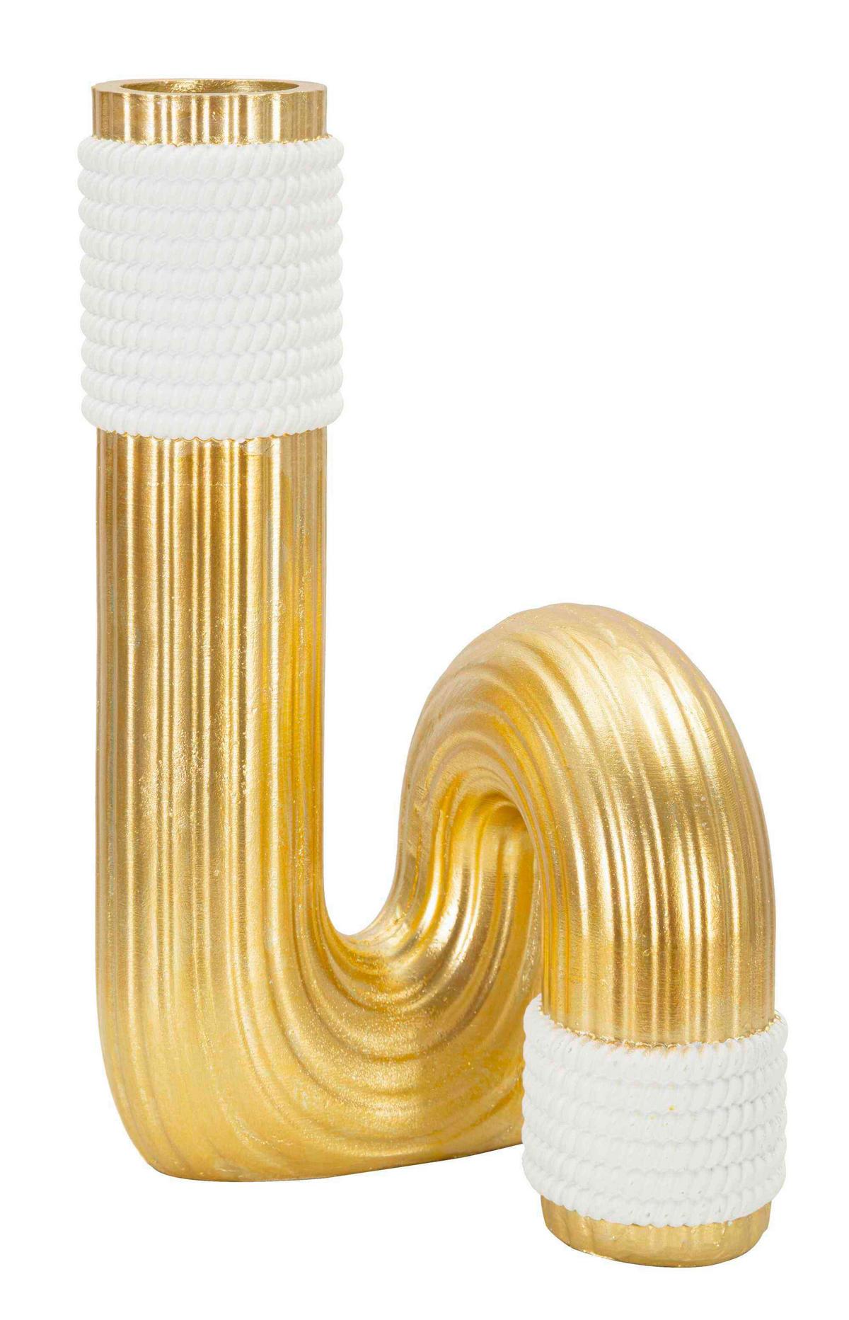 Vase Bann Big Goldfarben, Weiß B: 14,5 Cm - Goldfarben/Weiß, Basics, Kunststoff (14.5/25/13cm)