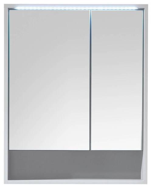 Zrkadlová skrinka s LED LUCERA a zásuvkou, biela matná - biela, Modern, kompozitné drevo/sklo (60/75/20cm) - MID.YOU
