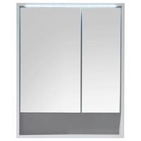 Zrcadlová skřiňka s LED LUCERA a zásuvkou, bílá matná - bílá, Moderní, kompozitní dřevo/sklo (60/75/20cm) - MID.YOU
