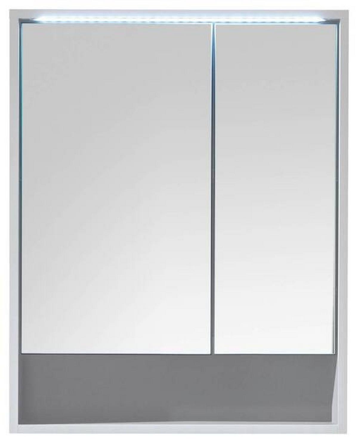 Zrcadlová skřiňka s LED LUCERA a zásuvkou, bílá matná - bílá, Moderní, kompozitní dřevo/sklo (60/75/20cm) - MID.YOU