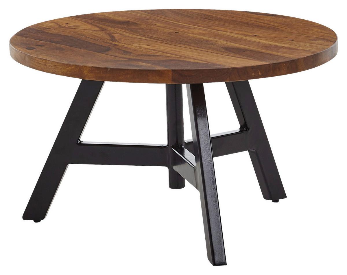 Couchtisch Wohnling Sheesham B: 60 cm - Sheeshamfarben/Schwarz, MODERN, Holz/Metall (60/60/35cm) - MID.YOU