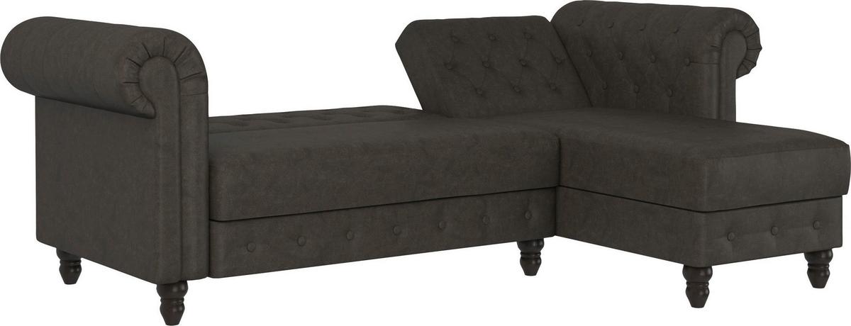 Ecksofa Firenze Anthrazit, mit Schlaffunktion - Anthrazit/Schwarz, Basics, Textil (241/154cm) - Livetastic
