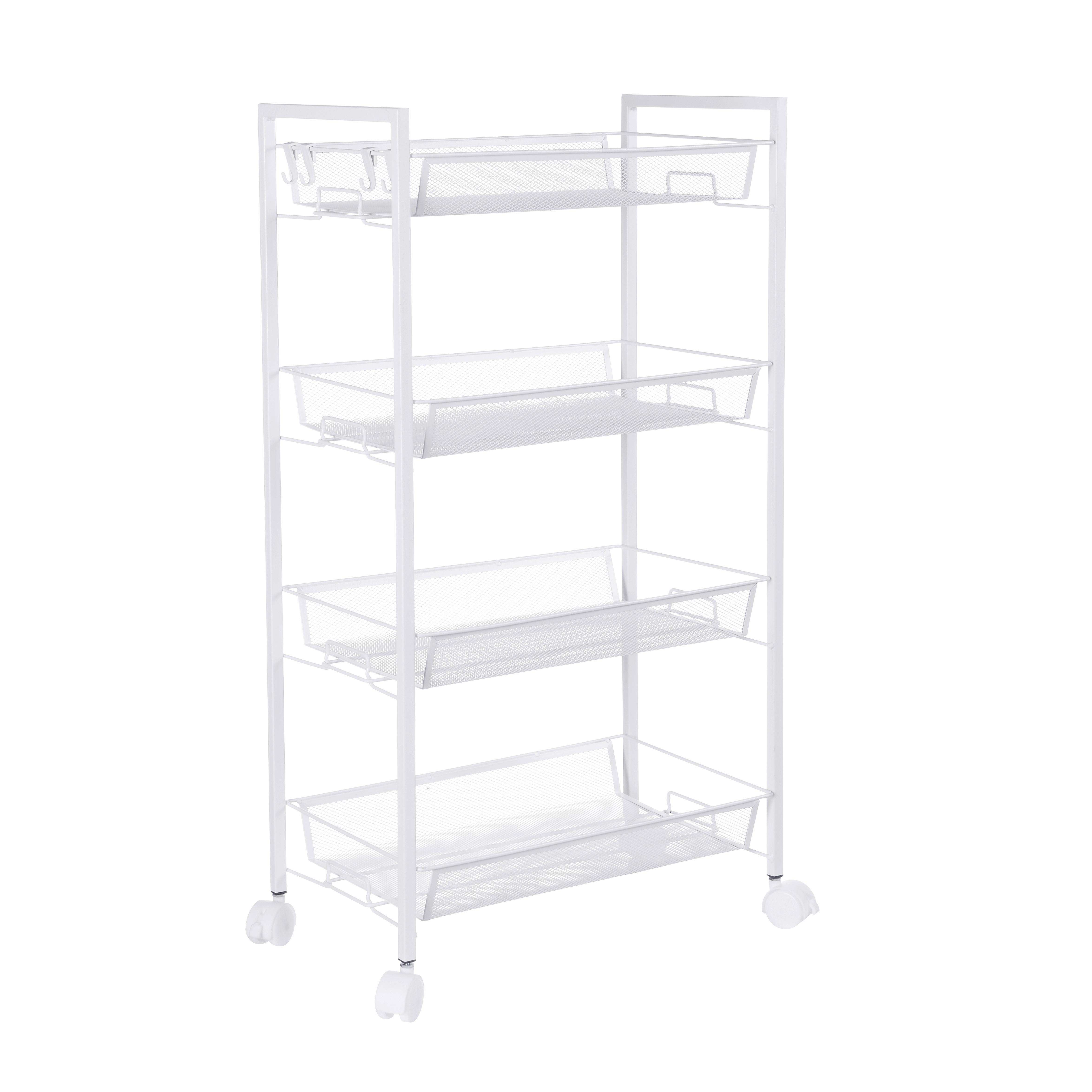 UNIVERZÁLNY VOZÍK SILVIA 2 - biela, Modern, kov/plast (44/84/26cm)