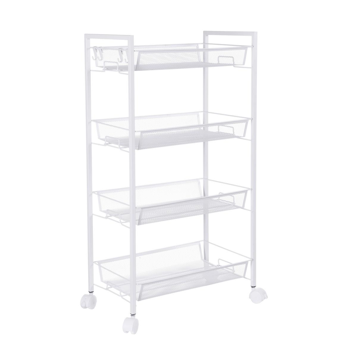 UNIVERZÁLNY VOZÍK SILVIA 2 - biela, Modern, kov/plast (44/84/26cm)