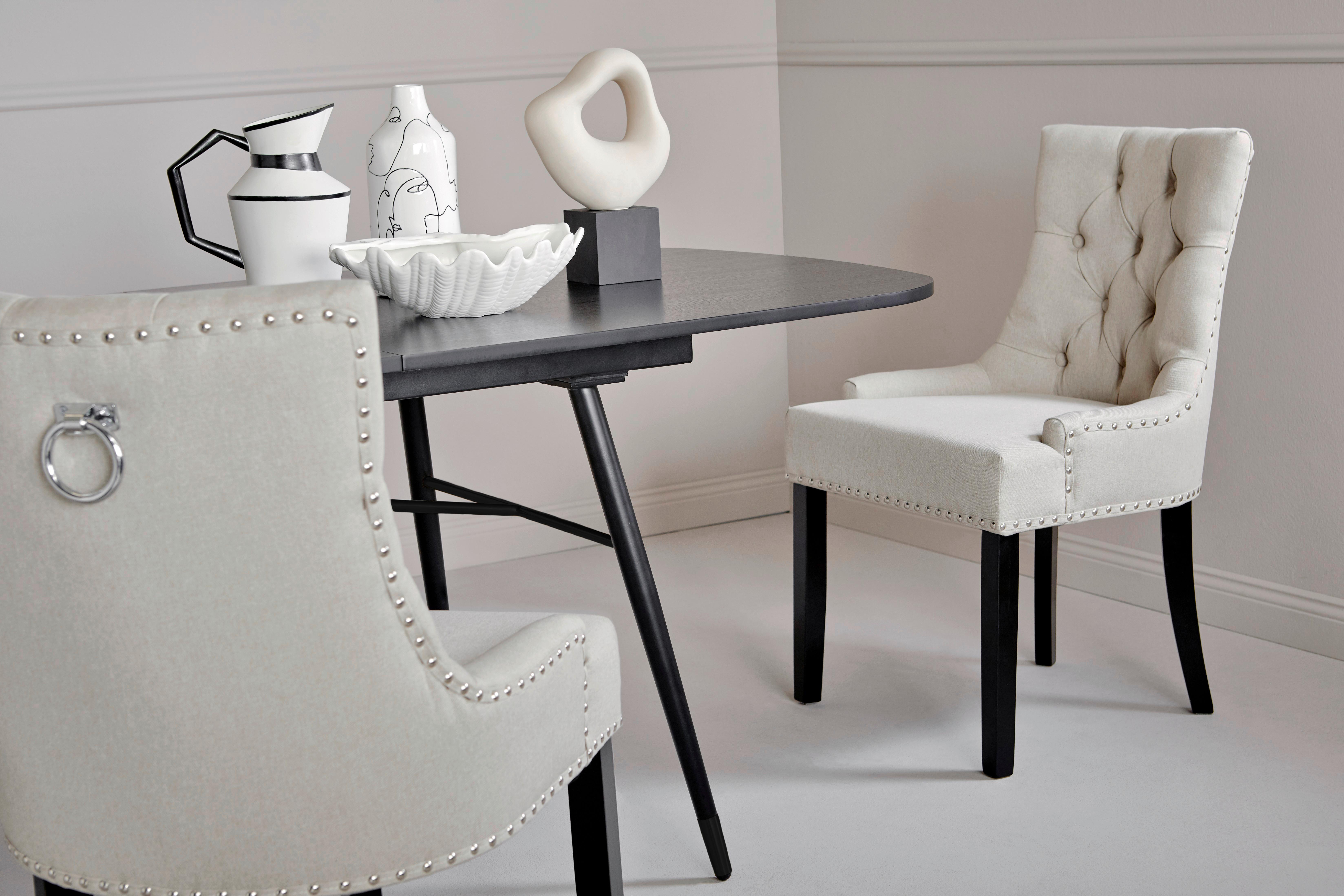 Stuhl Savik Devon Beige/Schwarz B: 56 cm - Beige/Schwarz, MODERN, Holz/Textil (56/62,5/91cm) - Livetastic
