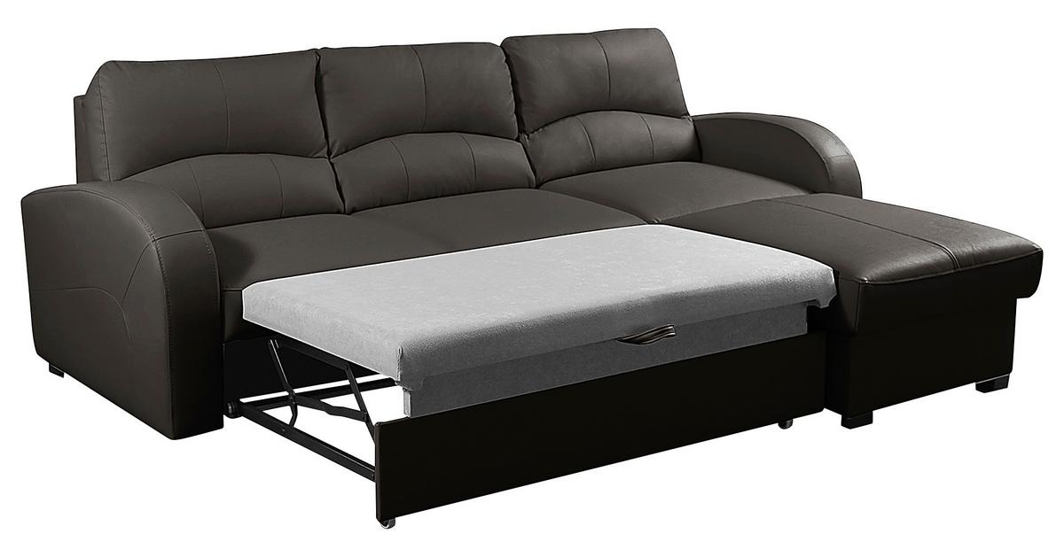 Ecksofa Tilo Dunkelbraun S: 227 cm - Dunkelbraun/Schwarz, Design, Leder/Textil (227/168cm) - Livetastic