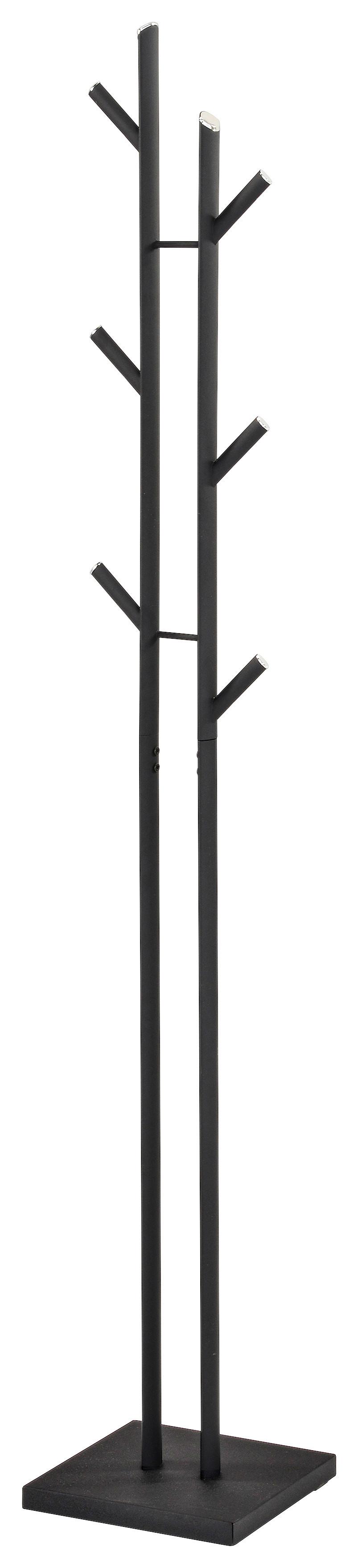 Kleiderständer Clemens Schwarz Metall 6 Haken H: 177 cm - Chromfarben/Schwarz, MODERN, Metall (28,5/177/28,5cm)