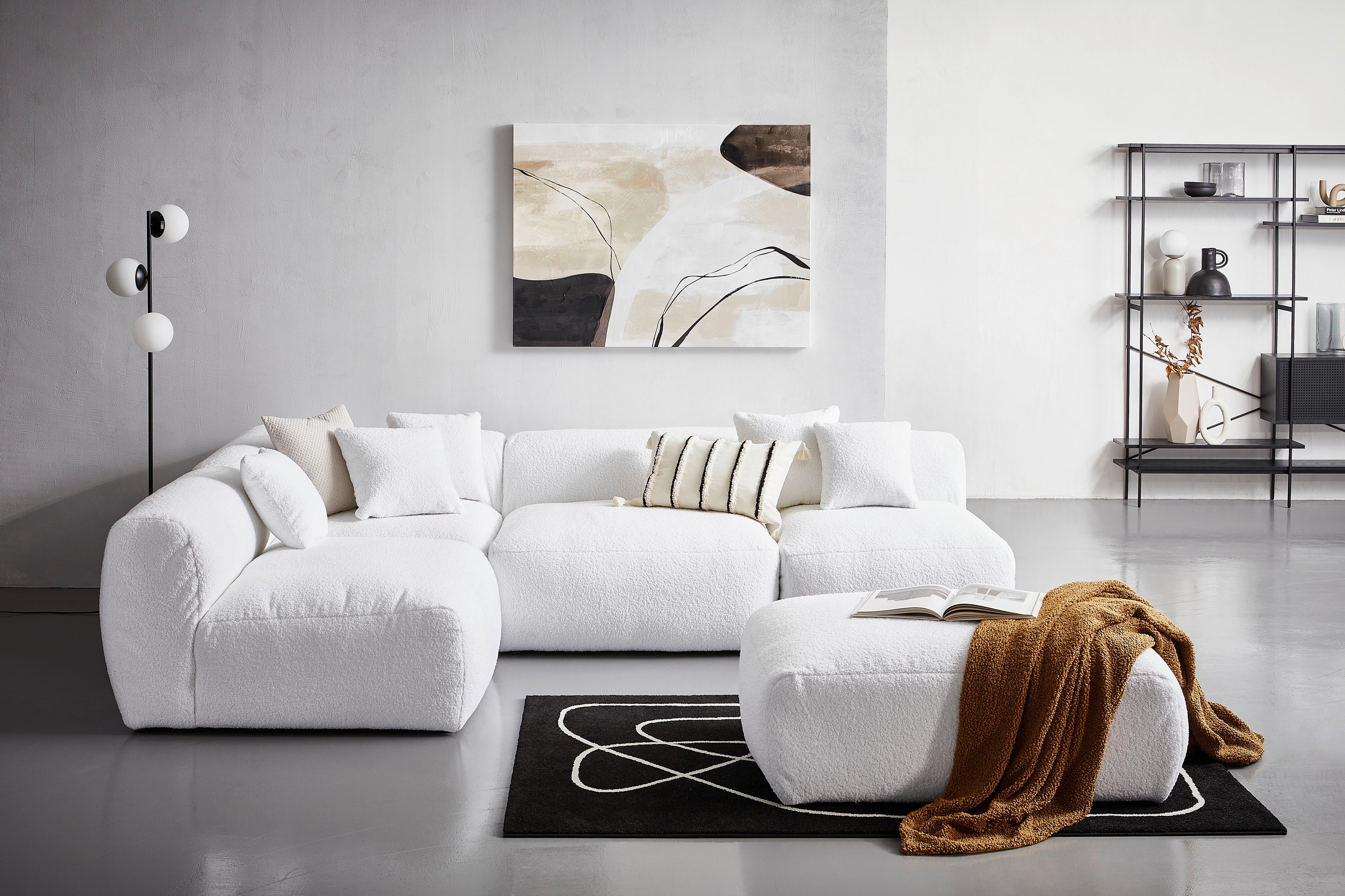 Ecksofa Bloom - Weiß, Trend, Textil (215/300cm) - Livetastic