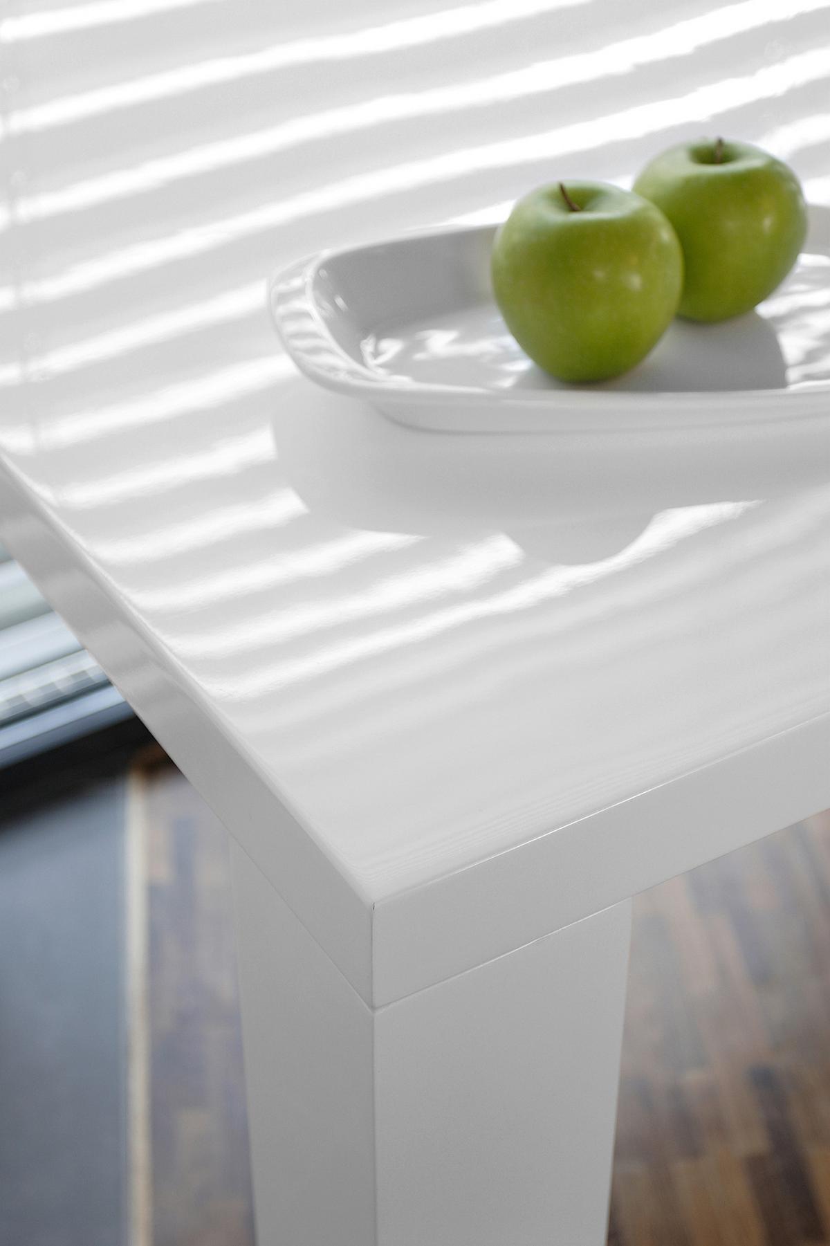 Esstisch Weiß B: 180 cm - Weiß Hochglanz, MODERN, Holzwerkstoff (180/90/76cm) - Livetastic