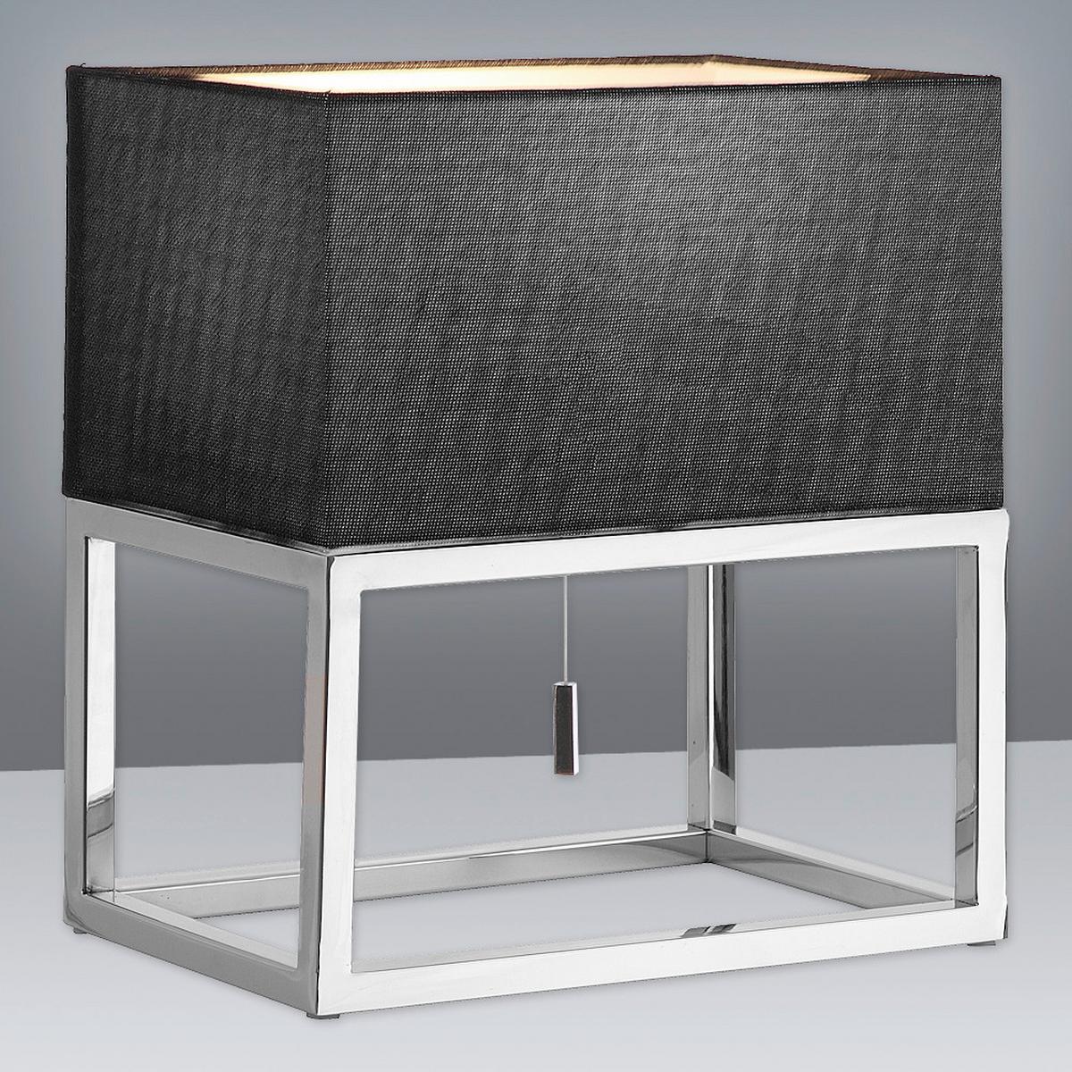 Tischlampe Schwarz Mit Zugschalter - Schwarz, Design, Kunststoff/Textil (30/19/34cm) - Näve