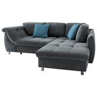 Ecksofa mit Schlaffunktion Agira Anthrazit/Blau 250x190cm - Blau/Chromfarben, Design, Textil (250/190cm) - P & B