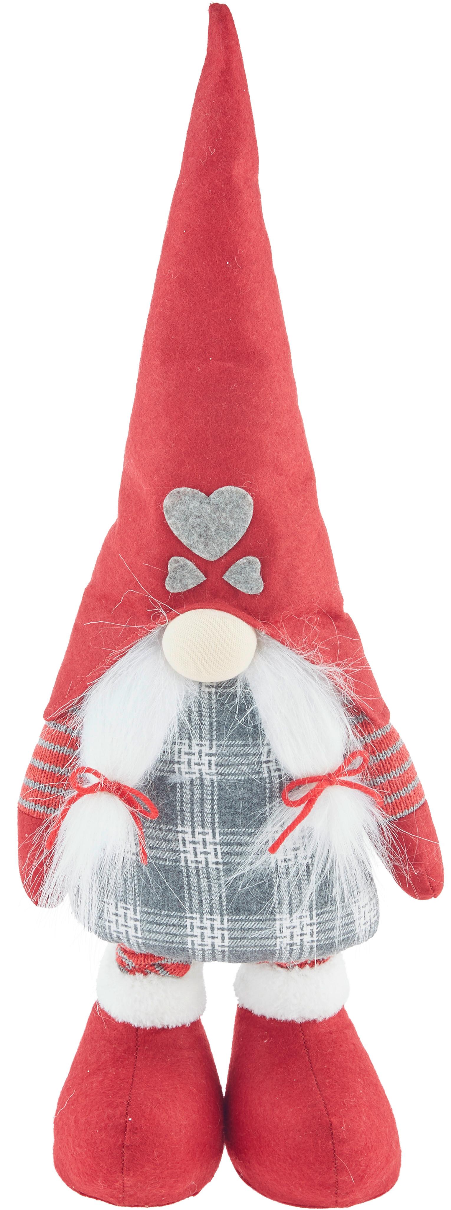 Weihnachtsdeko Wichtel Textil/ Kunststoff H: 56-68 cm - Rot/Weiß, Basics, Kunststoff/Textil (18/56-70/11,5cm) - Luca Bessoni