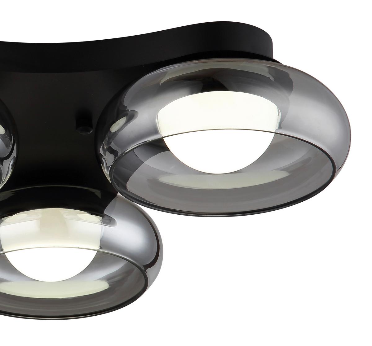 LED-Deckenleuchte Memory-Funktion - Schwarz/Weiß, Design, Glas/Kunststoff (65/46/10cm) - Globo