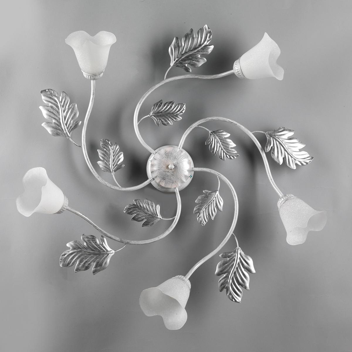 Deckenleuchte 4836/Pl5 - Silberfarben/Weiß, KONVENTIONELL, Glas/Metall (80/20cm)