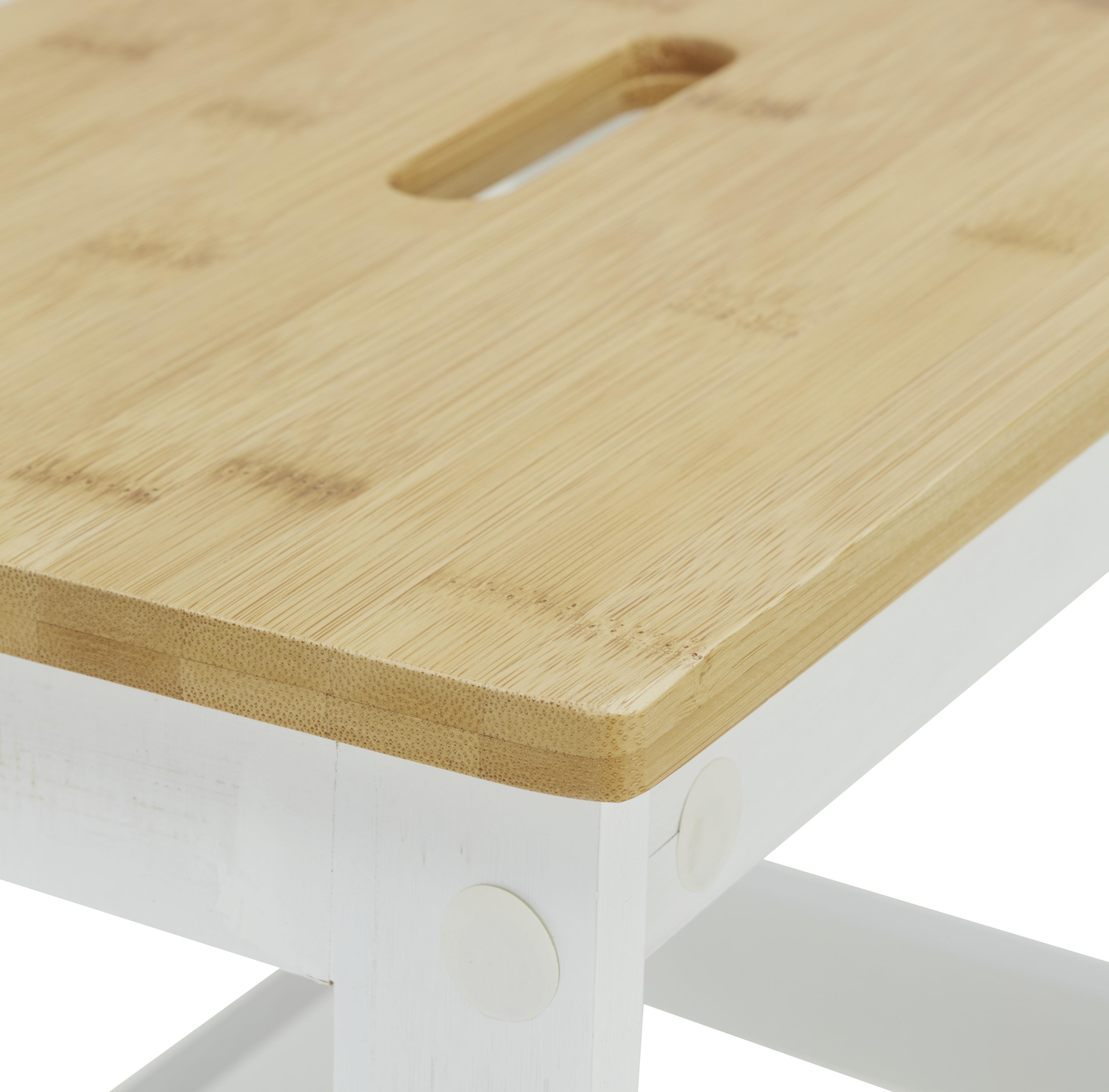 TABURETKA BERNI - biela/prírodná farba, Modern, drevo (43/47/43cm) - Mömax