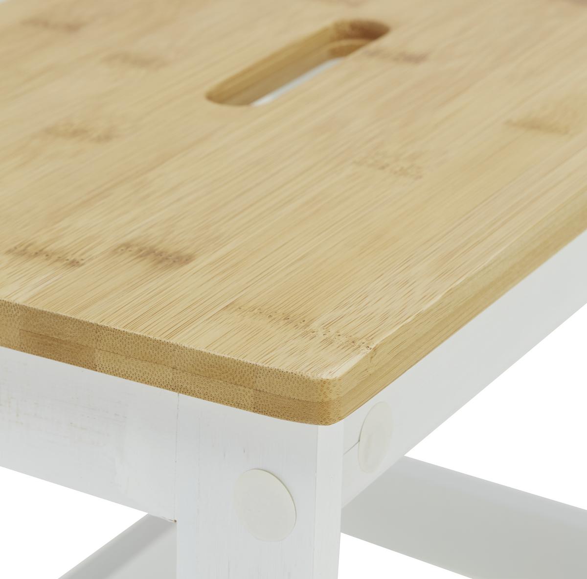 TABURETKA BERNI - biela/prírodná farba, Modern, drevo (43/47/43cm) - Mömax