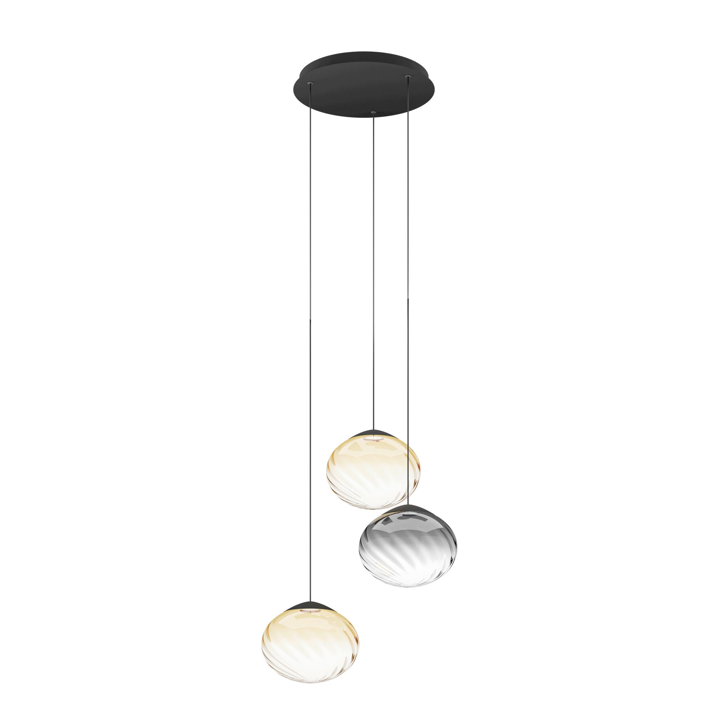 ZÁVESNÉ LED SVIETIDLO PANTOJA - čierna/horčicovožltá, Basics, kov/sklo (52/150cm) - Eglo