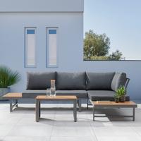 TERASOVÁ SEDACÍ SOUPRAVA MELANIA - přírodní barvy/antracitová, Moderní, kov/textil (253/70/175cm) - Modern Living