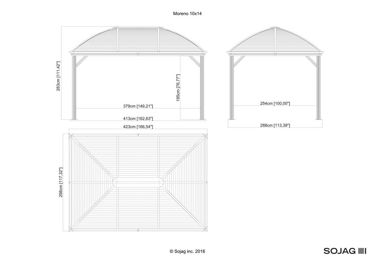 Pavillon Moreno 10x14 423x298 Cm Wetterfest Gartenpavillon - Anthrazit, Basics, Metall (423/283/298cm)