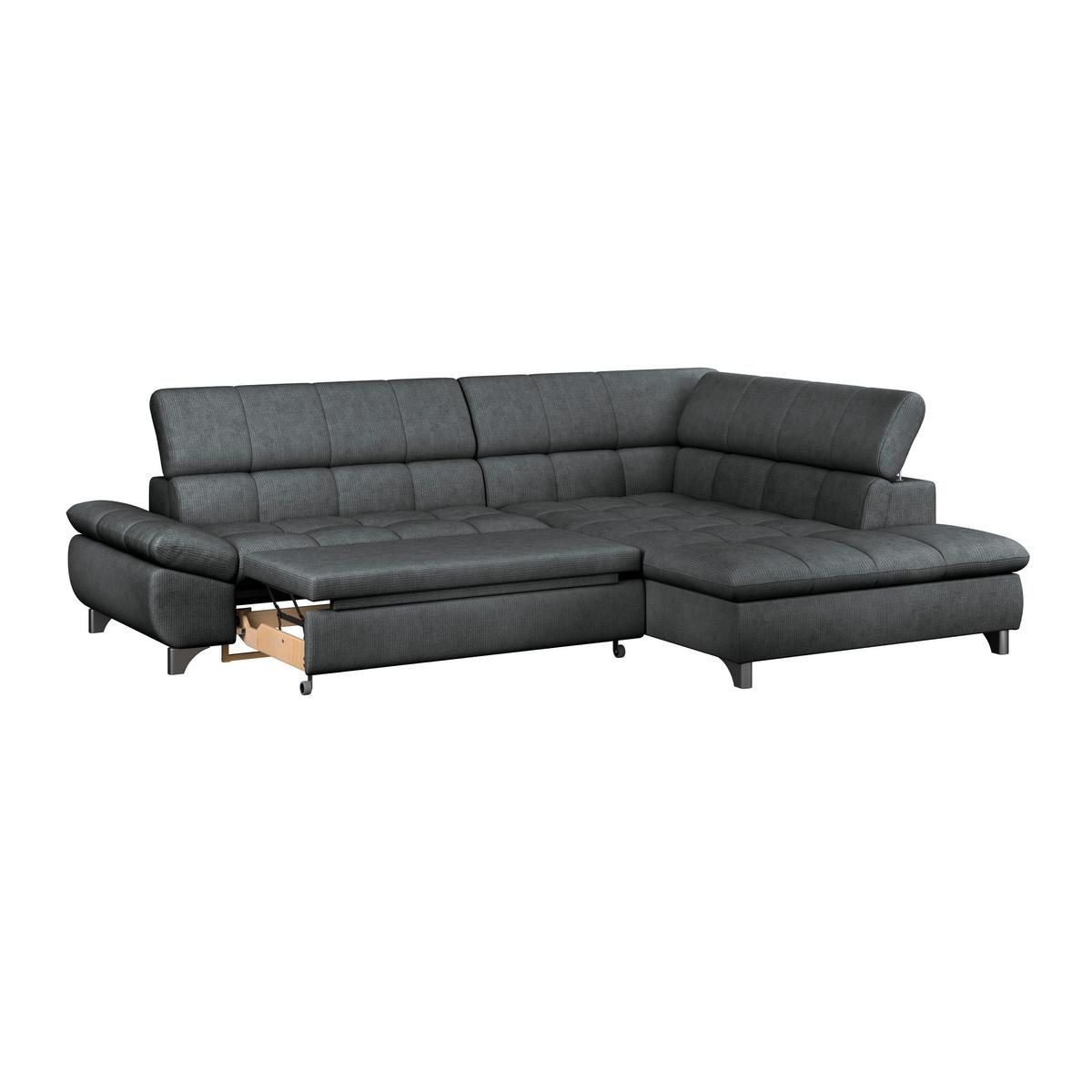 Ecksofa Mit Schlaffunktion Gemini Graphitfarben 312x234cm - Chromfarben/Graphitfarben, KONVENTIONELL, Textil (312/234cm)