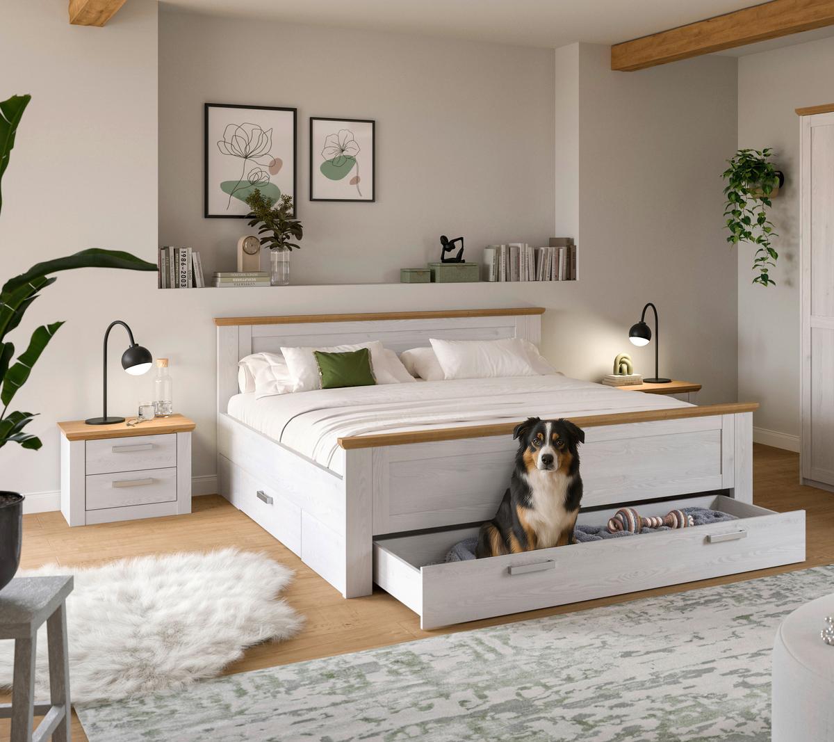 Schlafzimmer Verona Lärchefarben/Eiche D. 3-Teilig - Lärchefarben/Eiche Artisan, ROMANTIK / LANDHAUS, Holzwerkstoff - Livetastic