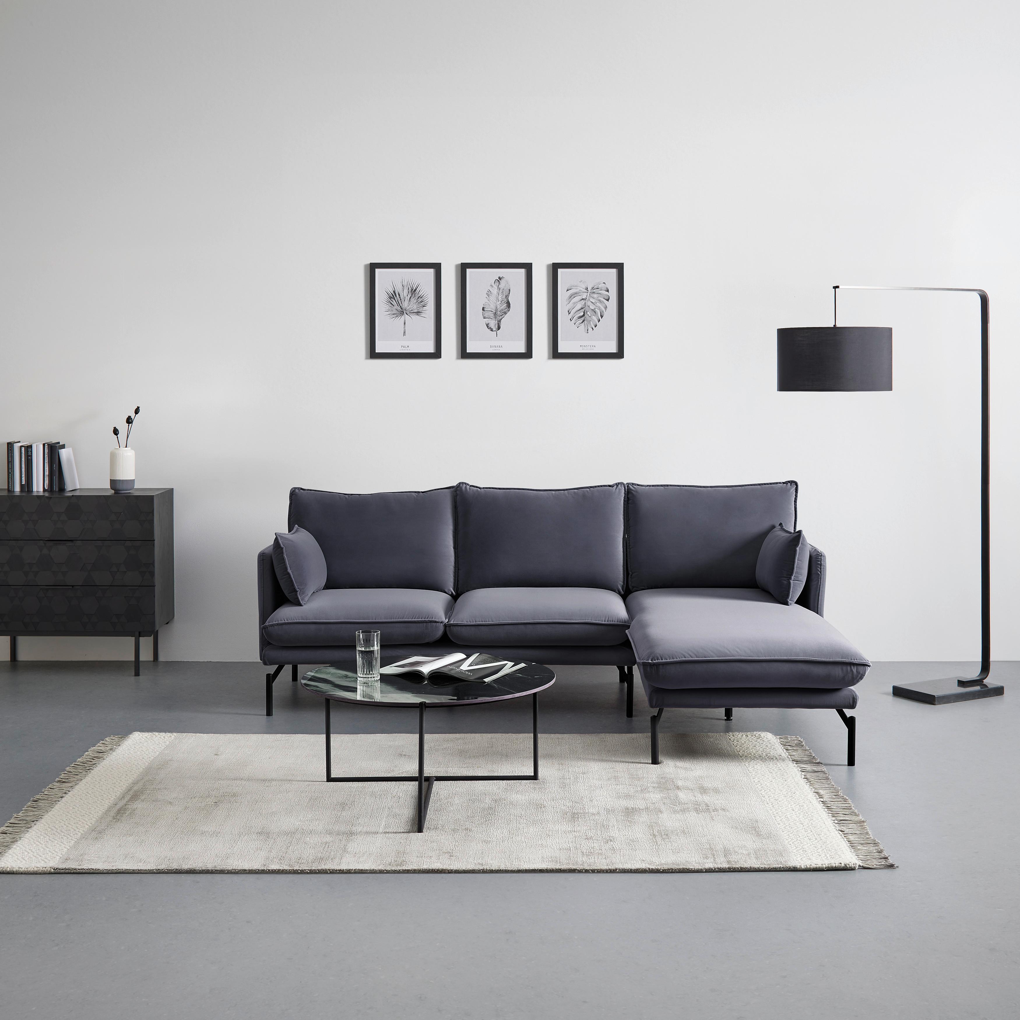 Sedacia súprava ROSA sivá - čierna/sivá, Modern, kov/textil (226/84/163cm) - Bessagi Home