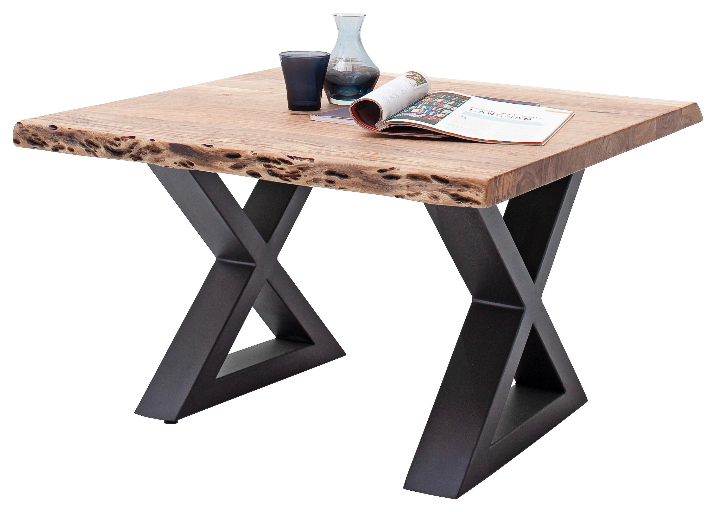 Couchtisch Holz mit Massiver Tischplatte Cartagena, Akazie - Anthrazit/Akaziefarben, MODERN, Holz/Metall (75/45/75cm)