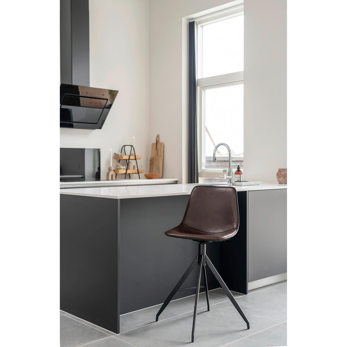 Barhocker-Set Monaco Braun B: 44 cm - Schwarz/Braun, MODERN, Textil/Metall (44/96/51cm) - MID.YOU