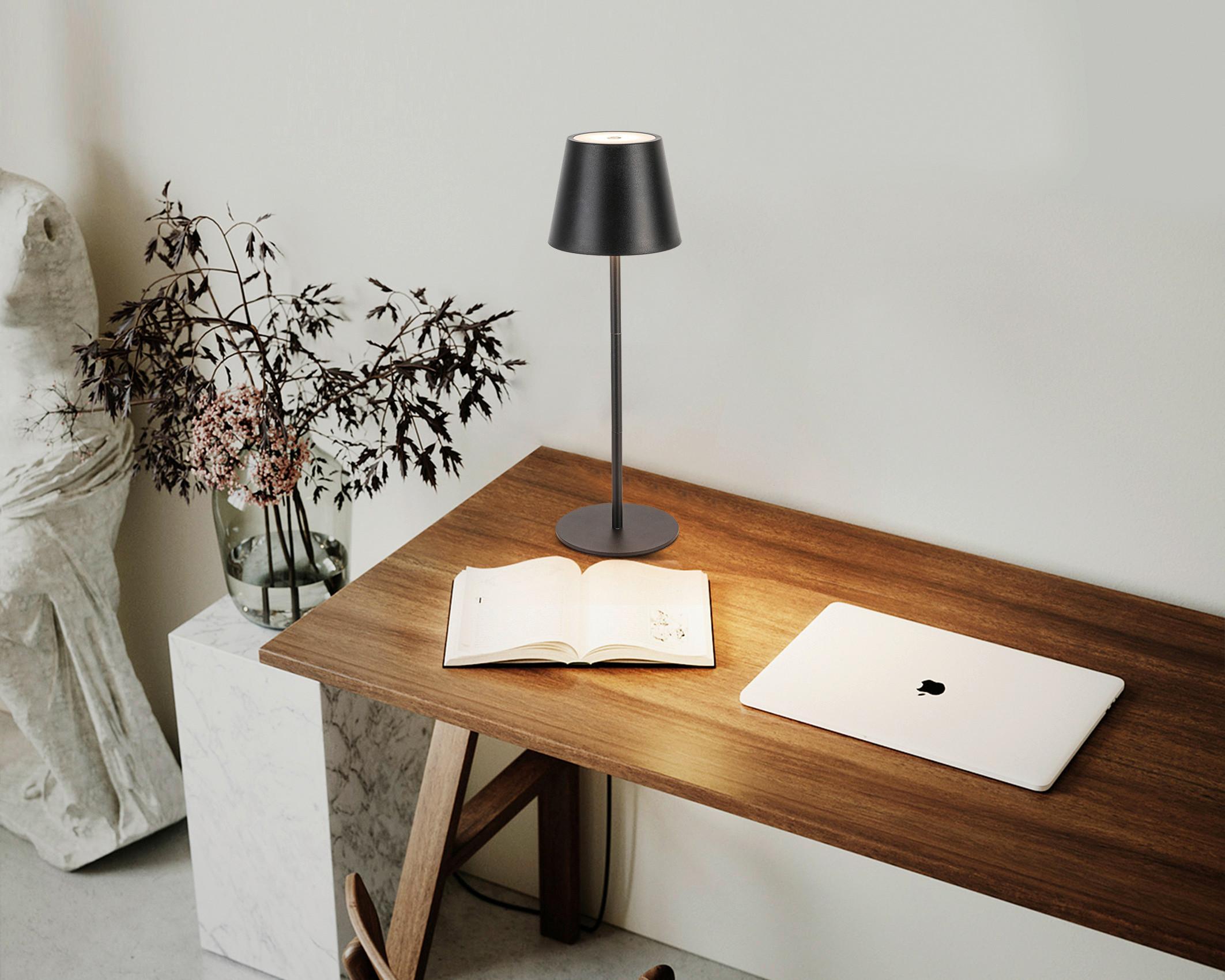 STOLNÍ LAMPA NA BATERIE NOEMI - černá, Konvenční, kov/plast (10,6/17-36cm) - Mömax