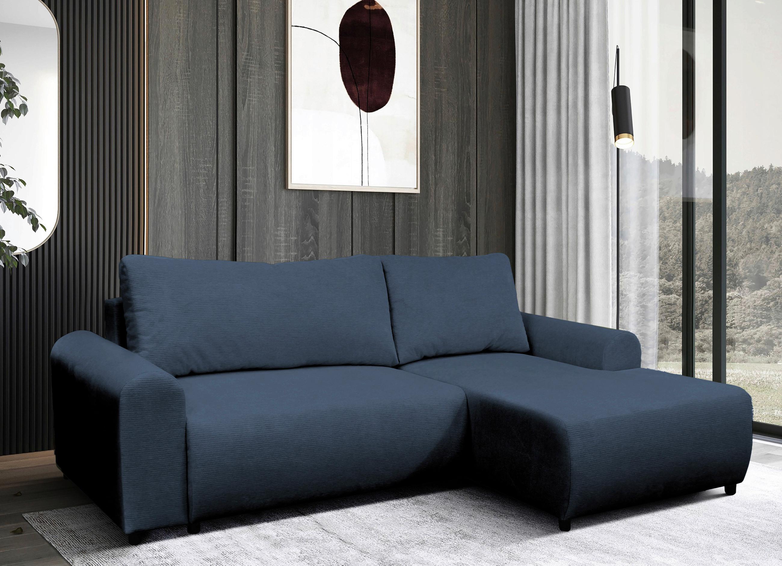 Ecksofa Velo Dunkelblau S: 250x160 cm - Schwarz/Dunkelblau, Design, Textil (250/160cm) - MID.YOU