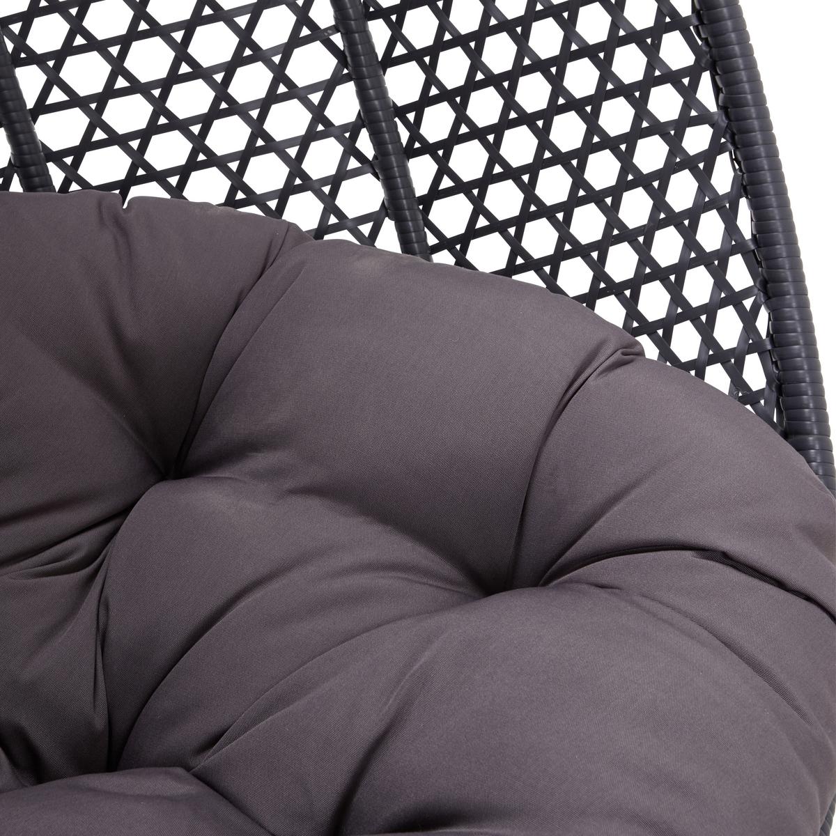 XXL Závesné kreslo Bari vrátane vankúšov - sivá/tmavosivá, Modern, kov/textil (130/201/116cm) - Bessagi Garden