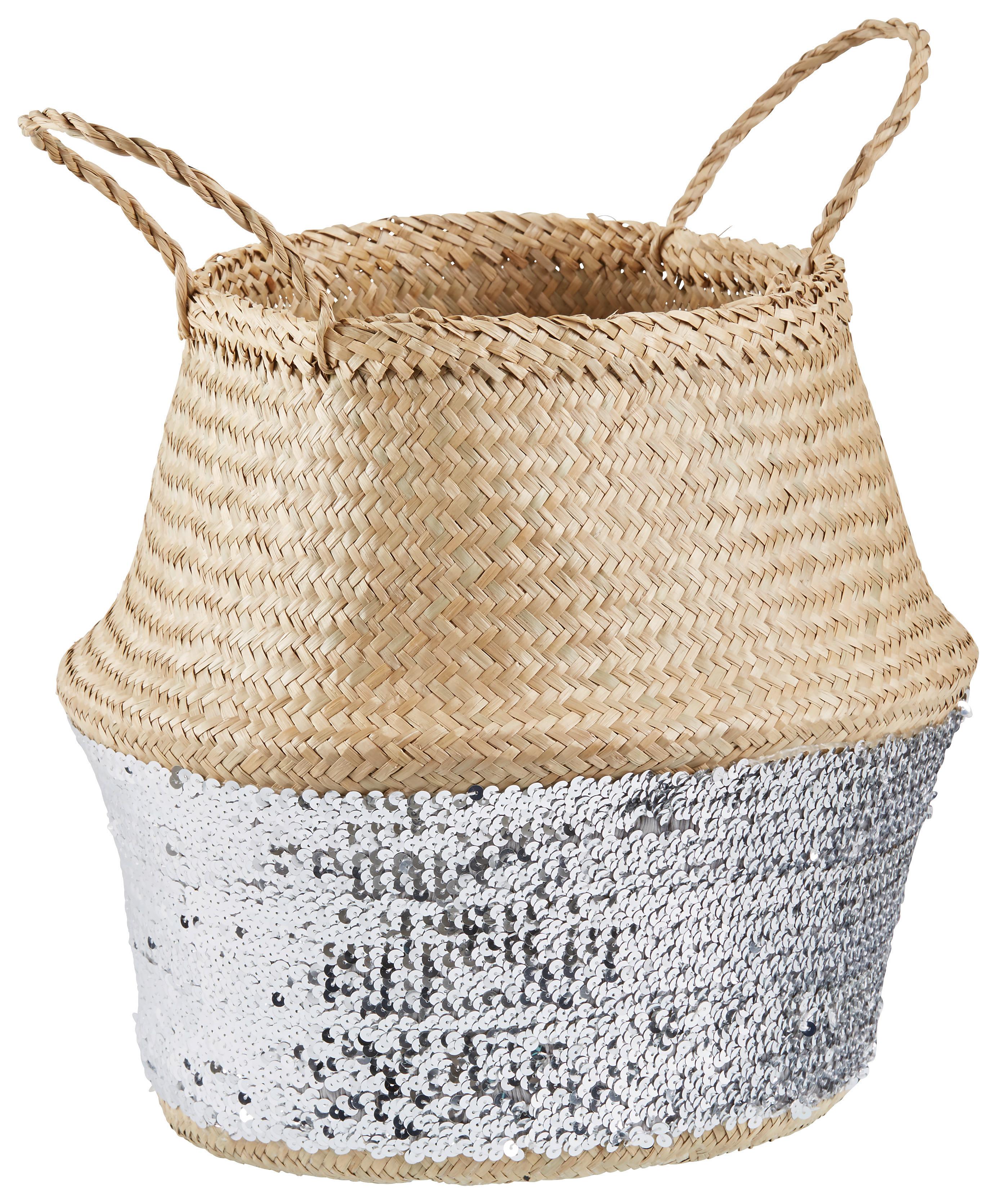 Kvetináč Dalilah - prírodné farby/strieborná, plast/prírodné materiály (35/35cm) - Modern Living