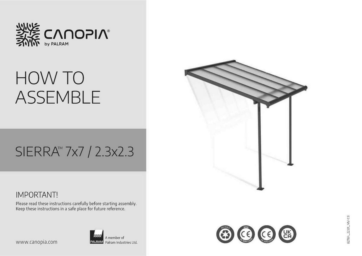 Terrassenüberdachung Palram Sierra 230x670 cm Weiß - Weiß, Basics, Metall (670/257/230cm)