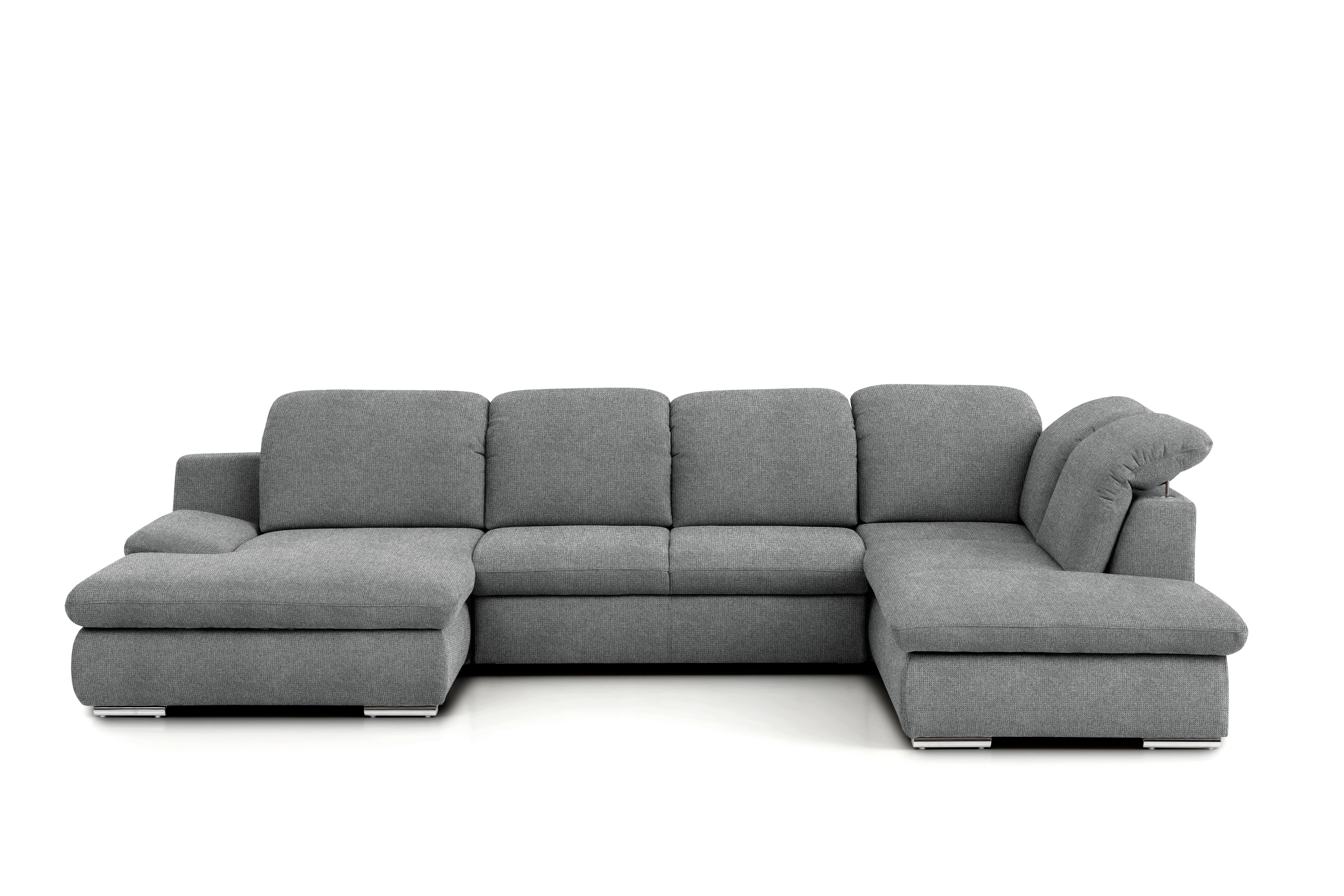 Wohnlandschaft Isona Dunkelgrau Chenille - Chromfarben/Dunkelgrau, Design, Textil (165/353/212cm) - Livetastic