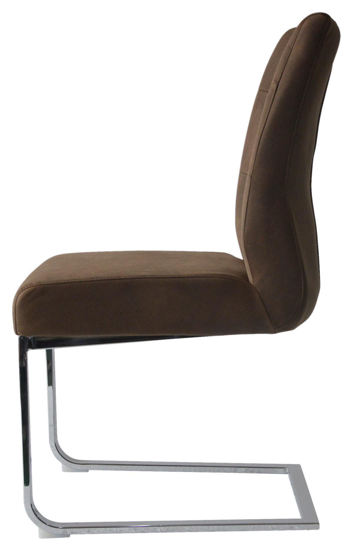 Schwingstuhl-Set Marlen XXL Braun/Silberfarben B: 47 cm - Silberfarben/Braun, LIFESTYLE, Textil/Metall (47/96/62cm) - MID.YOU