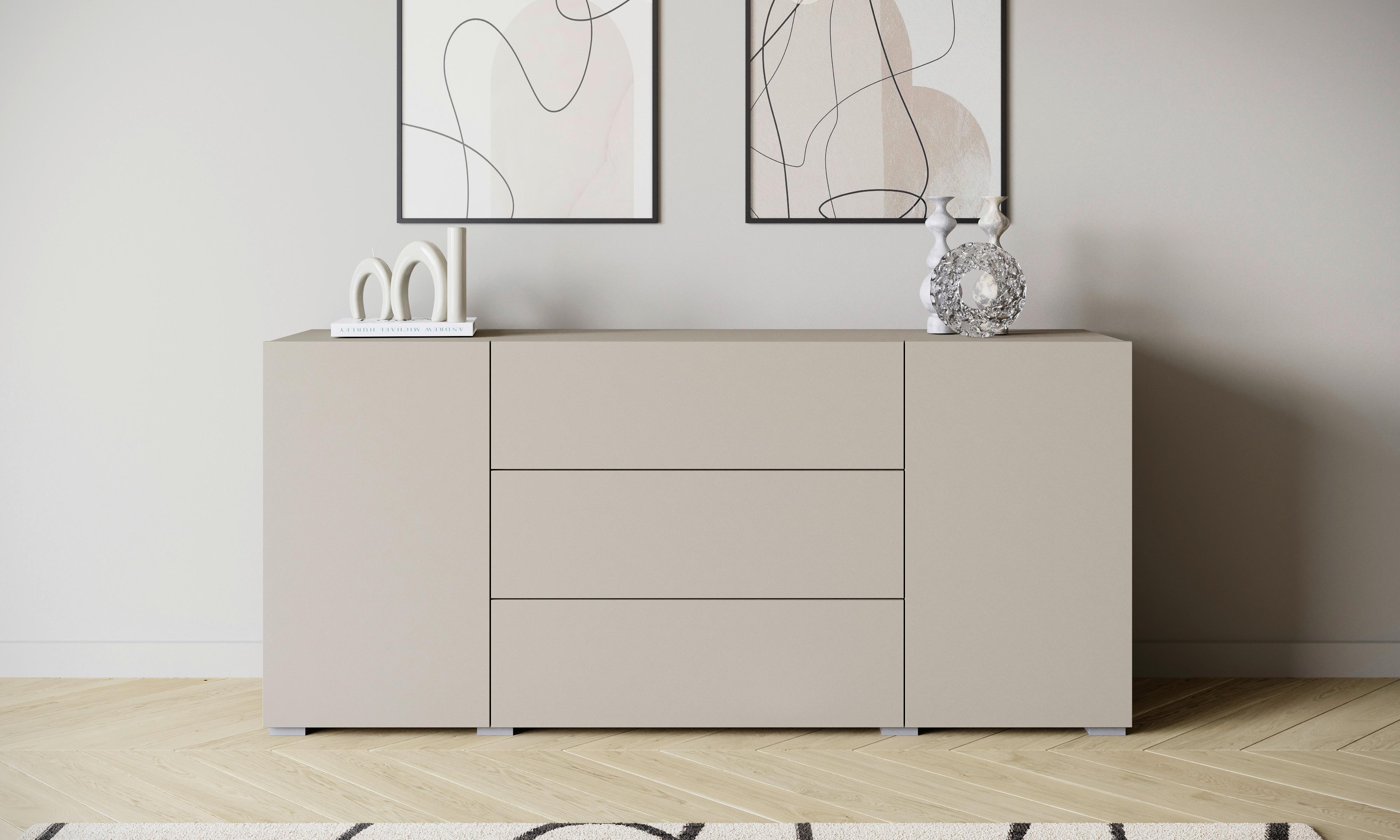 Sideboard 150cm Berlin 150 Kaschmir - Kaschmir/Grau, Design, Holzwerkstoff (150/68/38,5cm) - P & B
