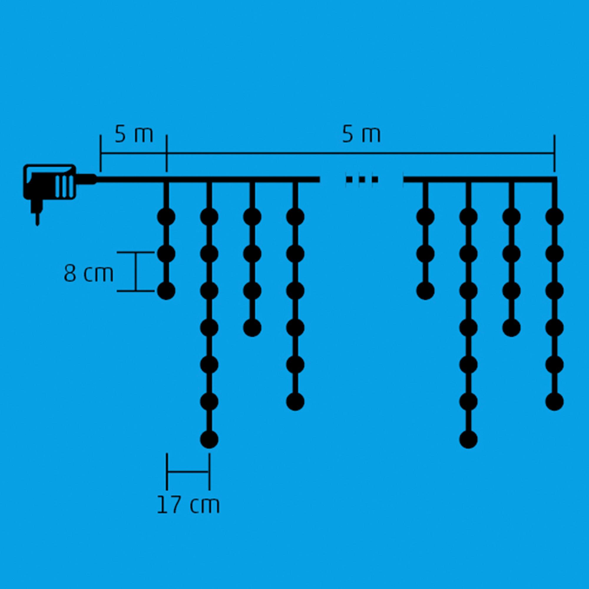 Fényfüzér Led-Es Fényfüggöny - fehér, Basics, műanyag/fém (1000/60cm)