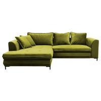 Eckschlafsofa Bello Hellgrün Schlaffunktion Ottomane Links - Schwarz/Hellgrün, Design, Textil (187/277cm) - Livetastic