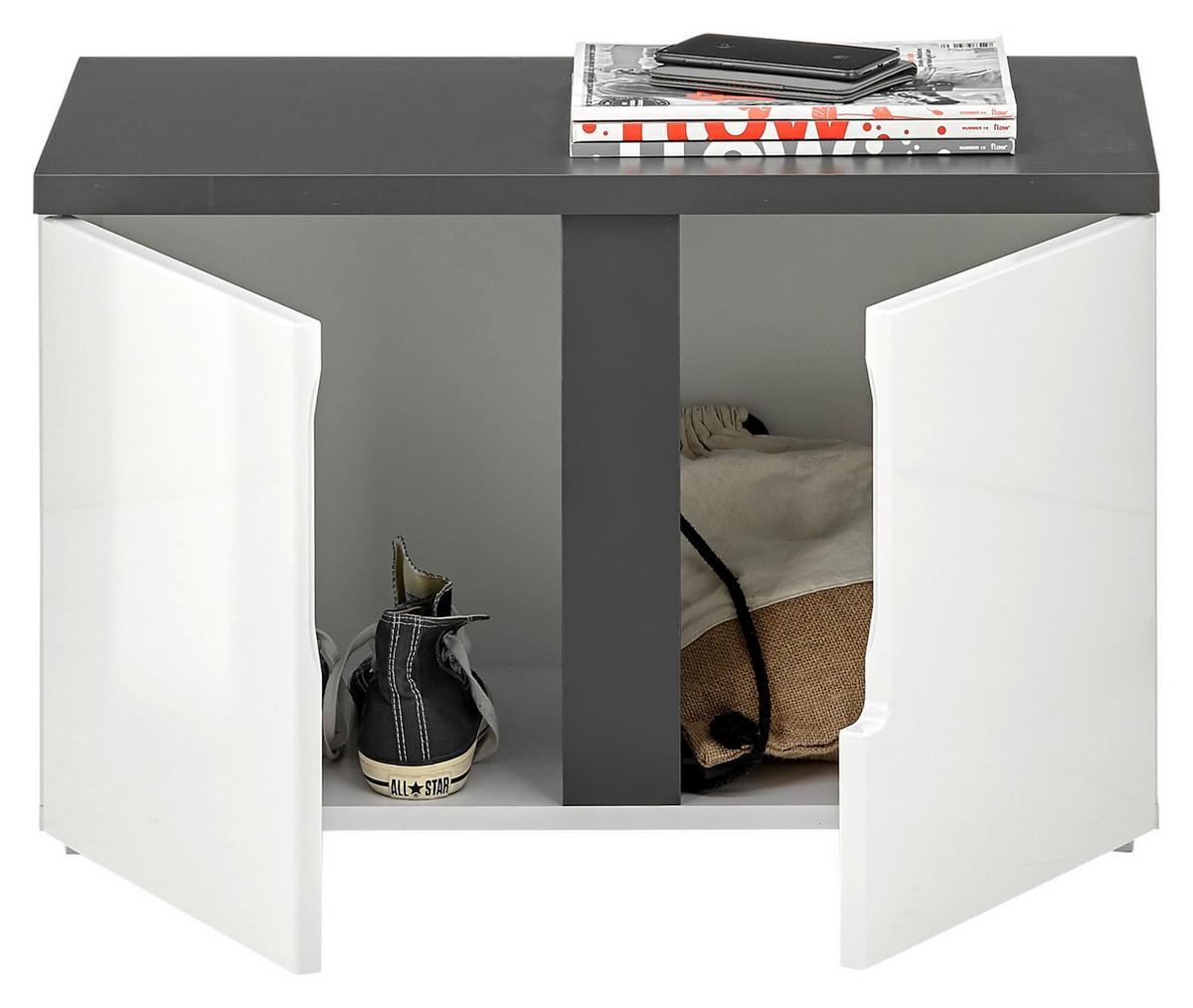 Schuhbank Boston BxHxT: 70x44x38 cm Weiß/Anthrazit - Weiß Hochglanz/Anthrazit, Design, Holzwerkstoff (70/44/38cm) - MID.YOU