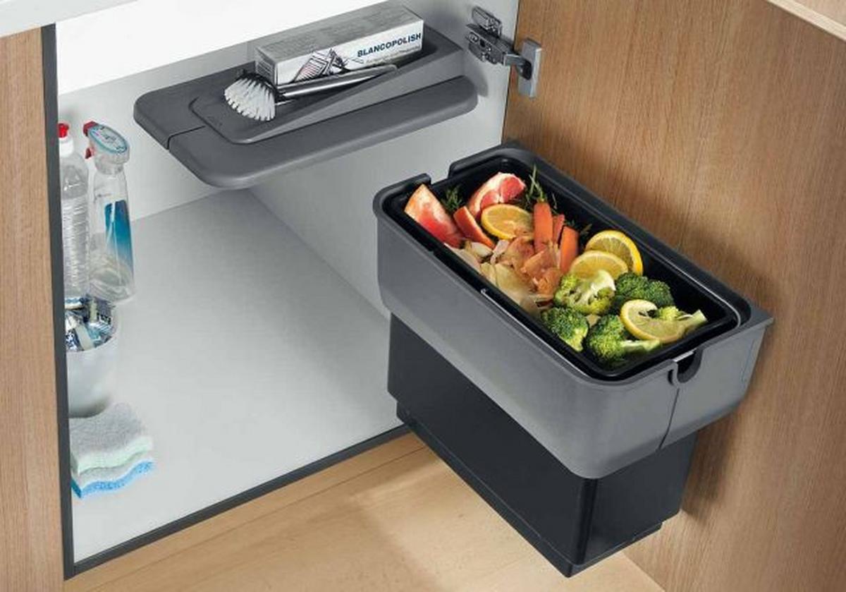 Szemetesvödör Blanco Select Singolo - sötétszürke, műanyag (22/36,5/36cm)