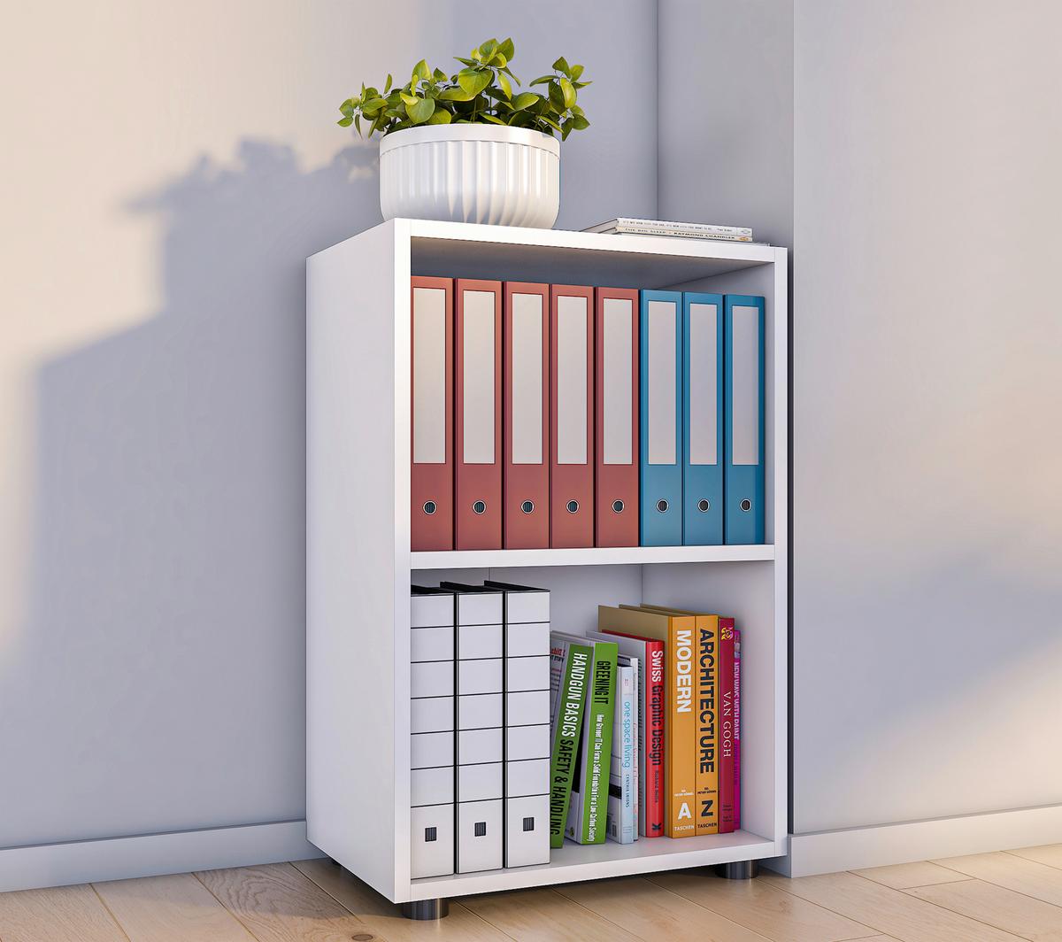 Regál na šanóny Ulas š: 49 cm, biela - čierna/biela, Modern, kompozitné drevo/plast (49/74/32cm) - MID.YOU