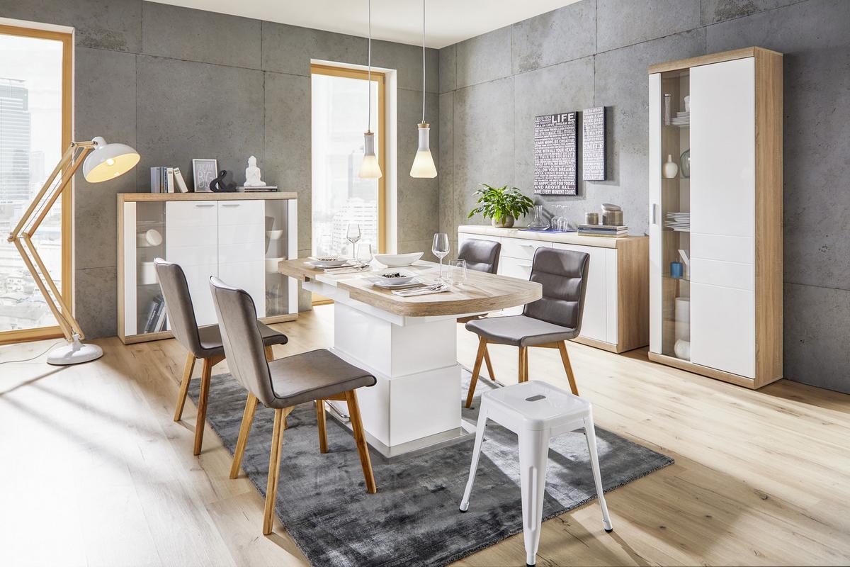 ŽIDLE ELLIE -TOP- - barvy dubu/hnědá, Moderní, dřevo/textil (44/87/55,5cm) - Zandiara