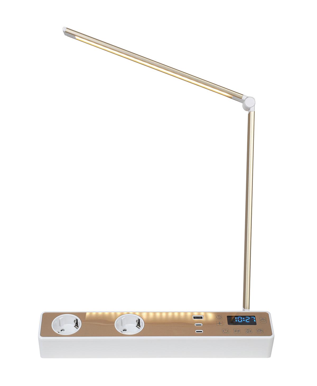 LED LAMPA NA PSACÍ STŮL MULTI - bílá/barva růžového zlata, Moderní, kov/plast (33/10,5/37-66cm) - Mömax