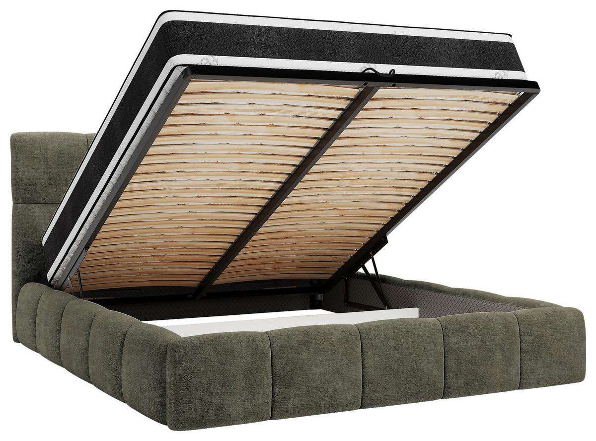 Polsterbett Cherry Chenille Grau, Lf: 180x200 cm - Schwarz/Grau, MODERN, Holz/Holzwerkstoff (180/200cm) - MID.YOU