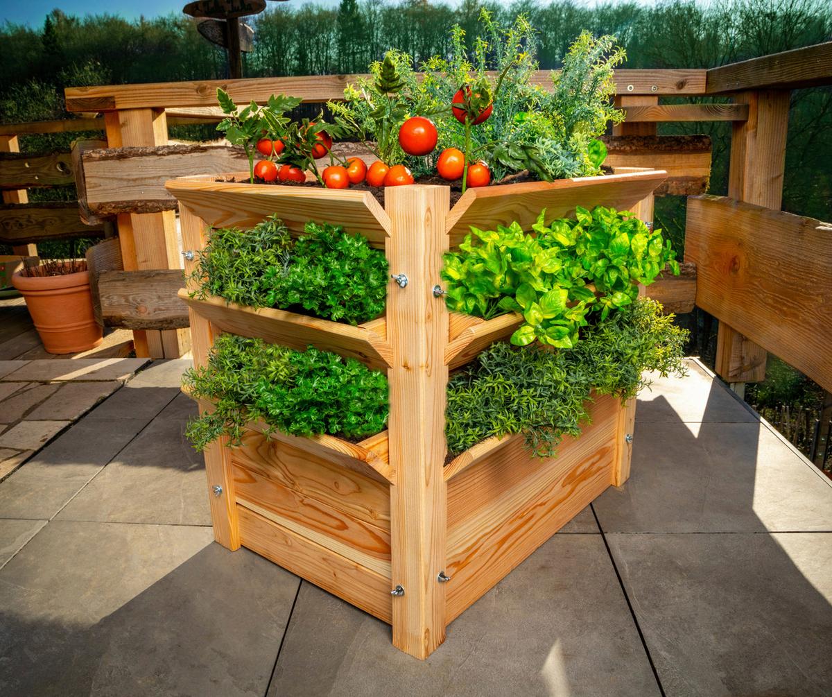 Hochbeet Echtholz Lärche 90x73x65 cm Lärchefarben - Lärchefarben, Basics, Holz (90/73/65cm)