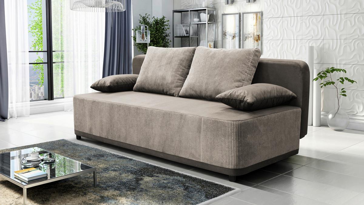 Schlafsofa Stella Braun B: 197 cm - Schwarz/Braun, Design, Textil (197/90/83cm) - MID.YOU